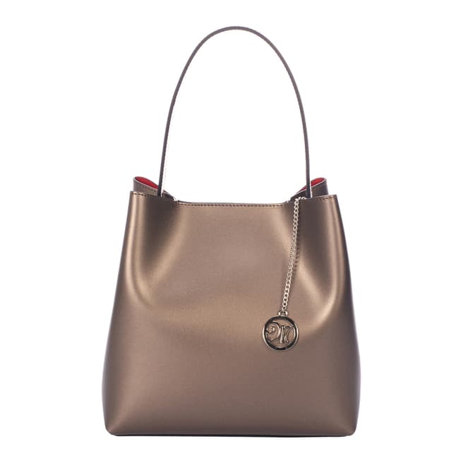 Markese Champagne Leather Top Handle Bag