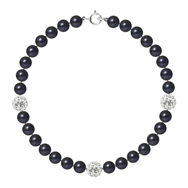 Pearline Black Pearl And Crystal Bracelet