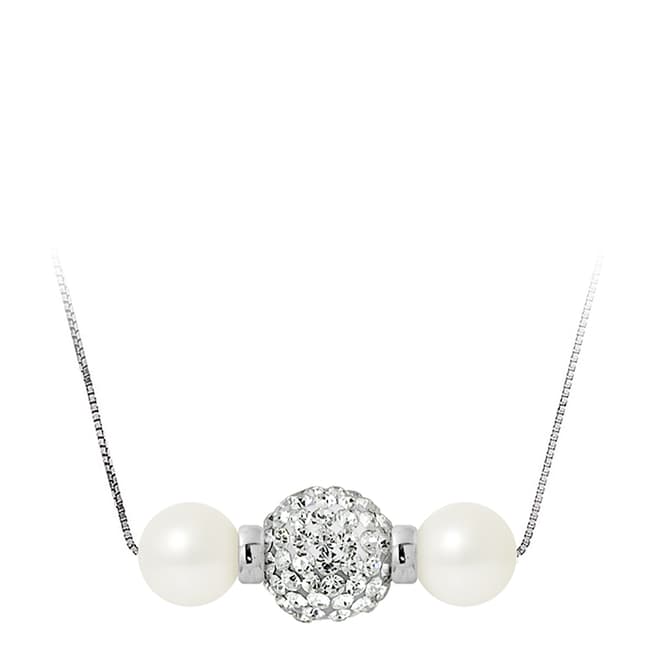 Pearline Double White Pearl / Crystal Necklace