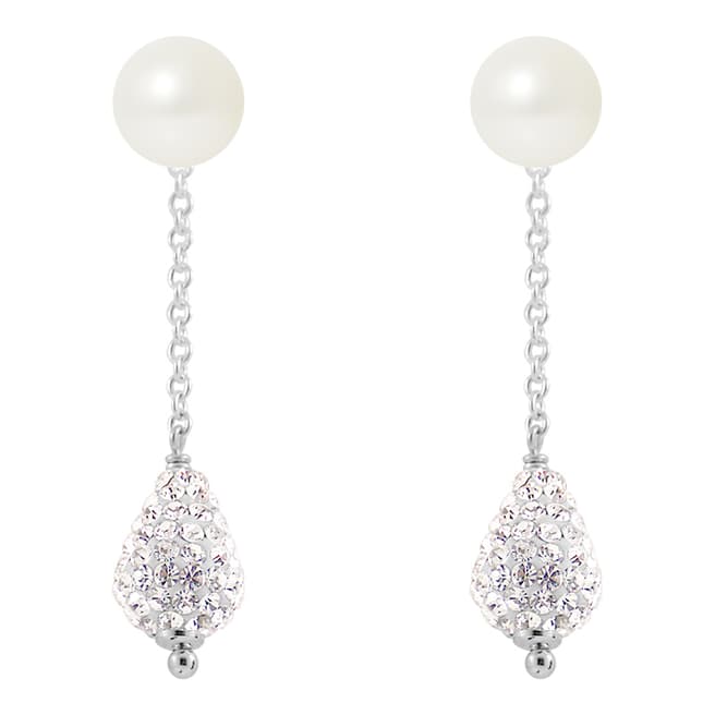 Pearline White Pendants Chain Pearl Earrings