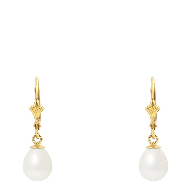 Mitzuko Yellow Gold Drop Pearl Earrings