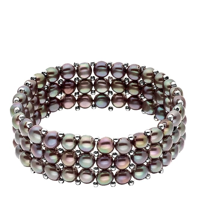 Mitzuko Black Row of Three Pearl Bracelet