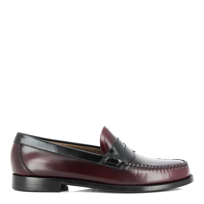 GH Bass Men's Wine & Black Two Tone Leather Logan Penny Loafers