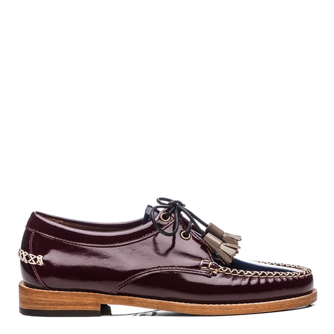 GH Bass Ladies Bordo & Navy Patent Leather Evie Loafer