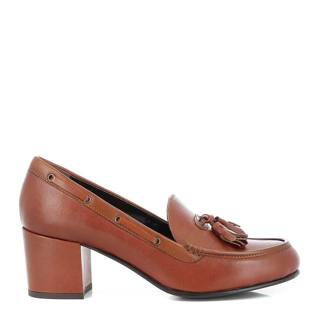 GH Bass Women's Brown Leather Stella Weejun Heeled Loafer