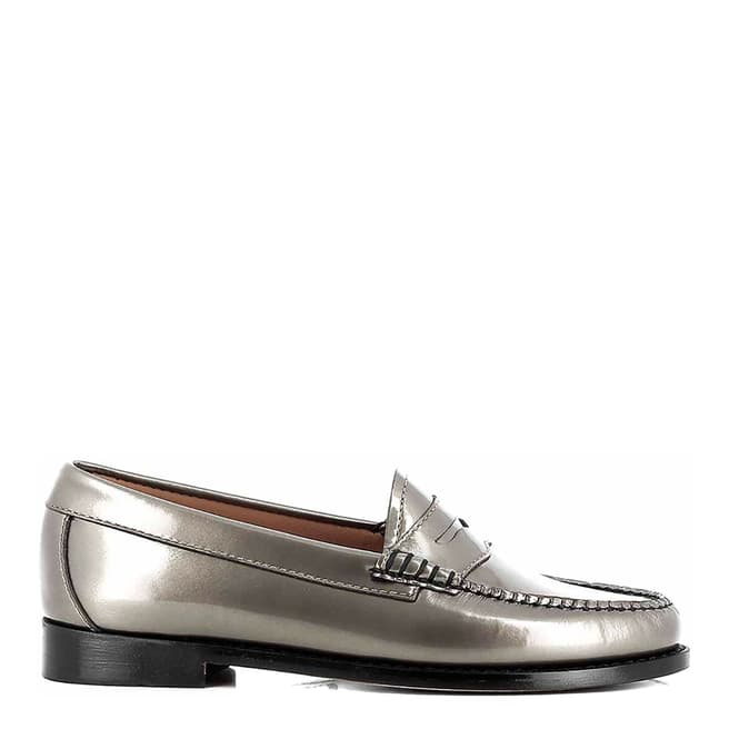 GH Bass Women's Patent Pewter Leather Penny Wheel Weejun Loafer