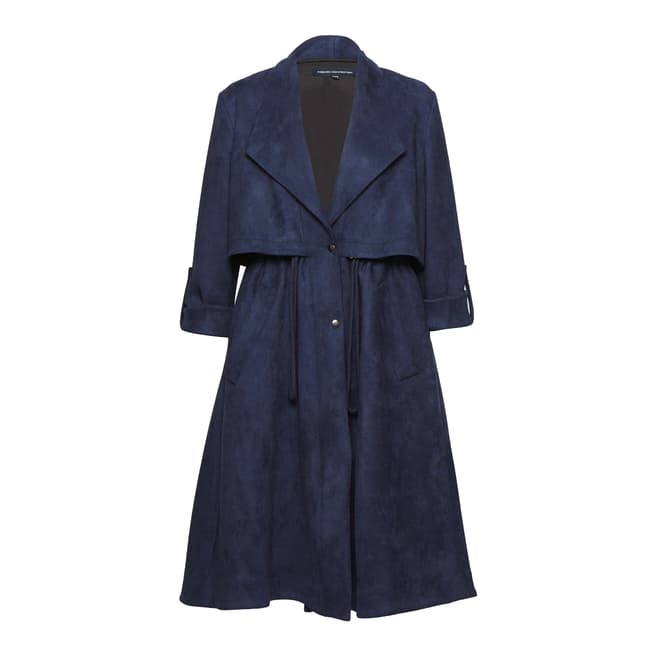 French Connection Russian Blue Patty Drape Long Sleeved Flared Trench Coat