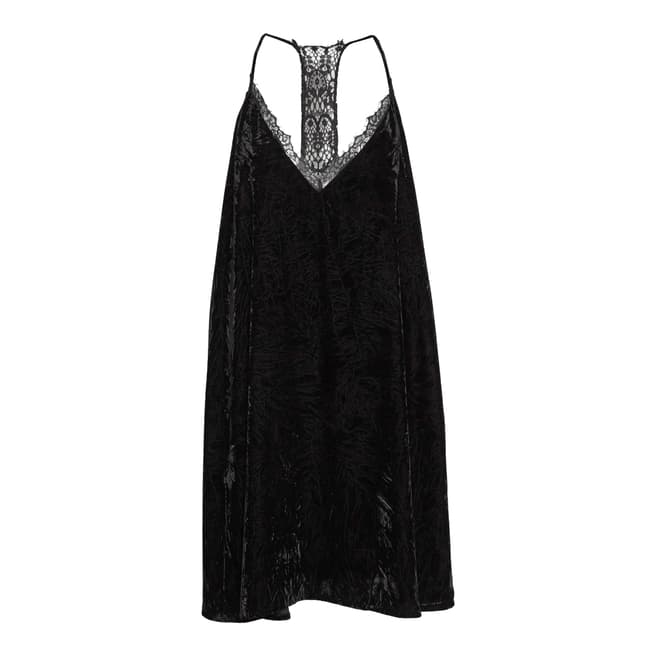 French Connection Black Lorraine Velvet Strappy Slip Dress