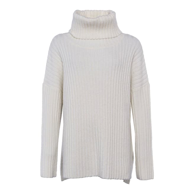 French Connection White Riva Rib Knit High Neck Jumper