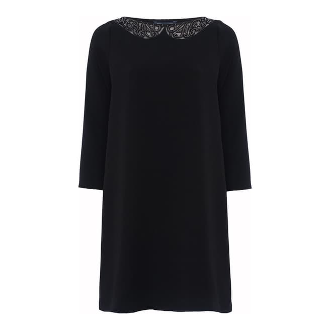 French Connection Black Eliza Crepe Long Sleeve Tunic Dress