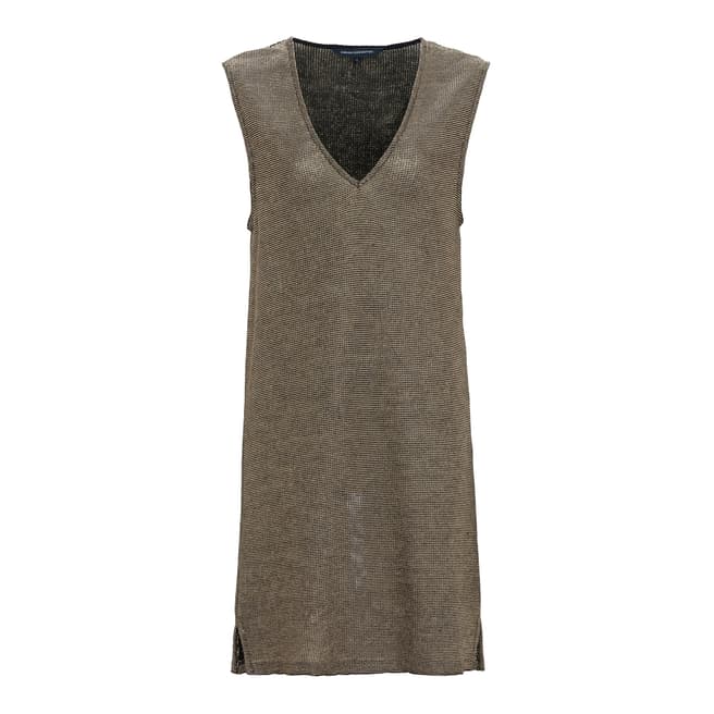 French Connection Gold Leah Metallic Sleeveless Tunic Dress
