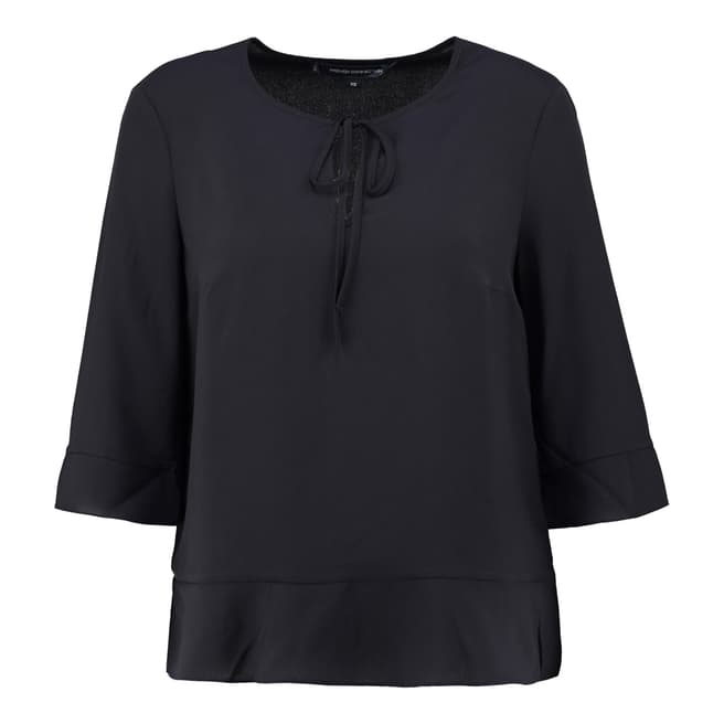 French Connection Black Classic Tie Neck Top