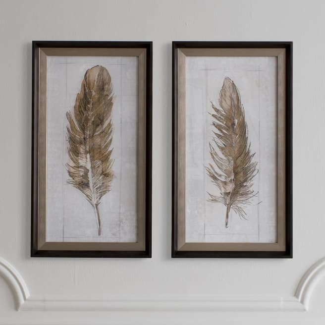 Gallery Living Set of 2 Autumn Feather 38x68cm Framed Art
