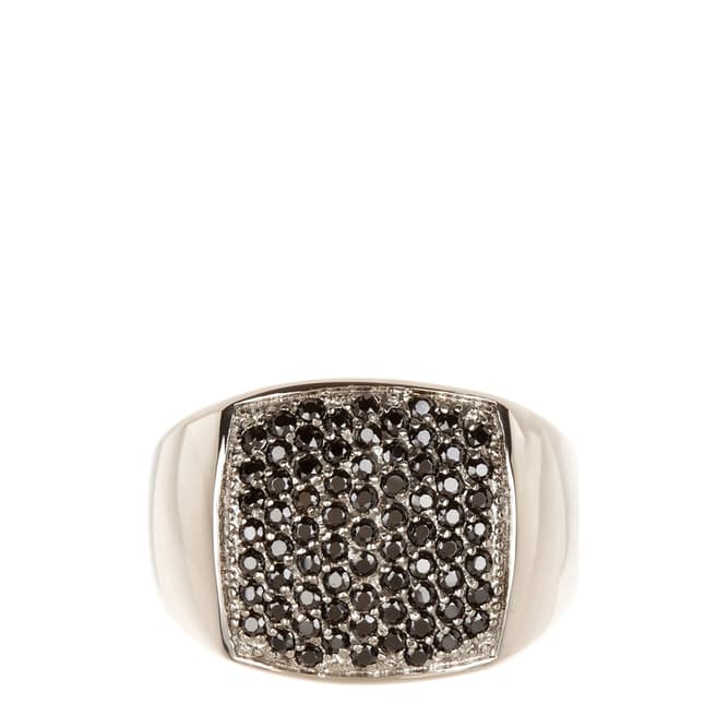 Stephen Oliver Silver/Black Embellished Ring