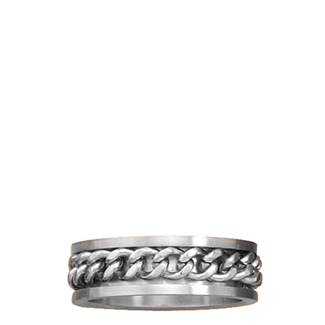 Stephen Oliver Silver Oxidized Cable Chain Ring