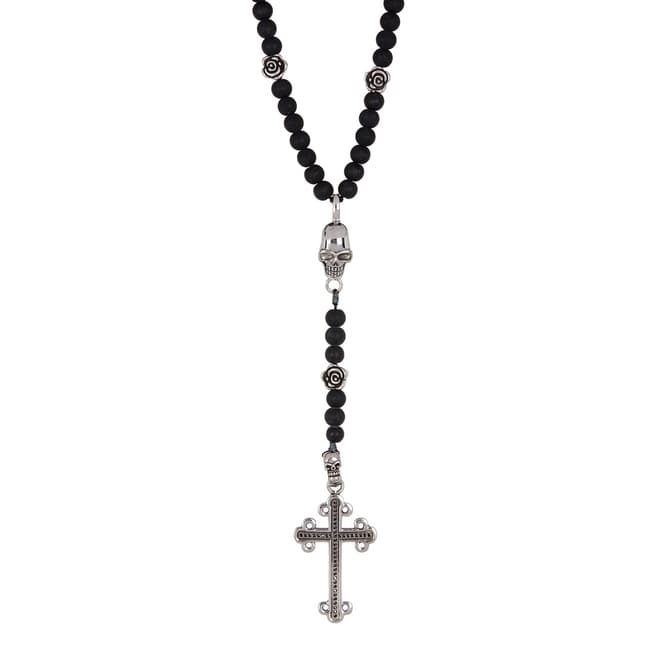 Stephen Oliver Black Onyx Zirconia Cross Necklace