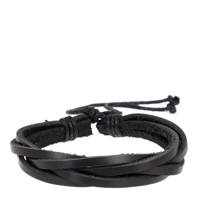 Stephen Oliver Black Leather Bracelet