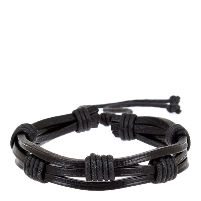 Stephen Oliver Black Leather Bracelet