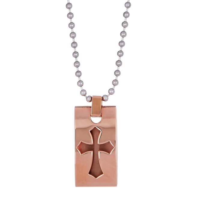 Stephen Oliver Rose Gold Cut Out Cross Tag Necklace