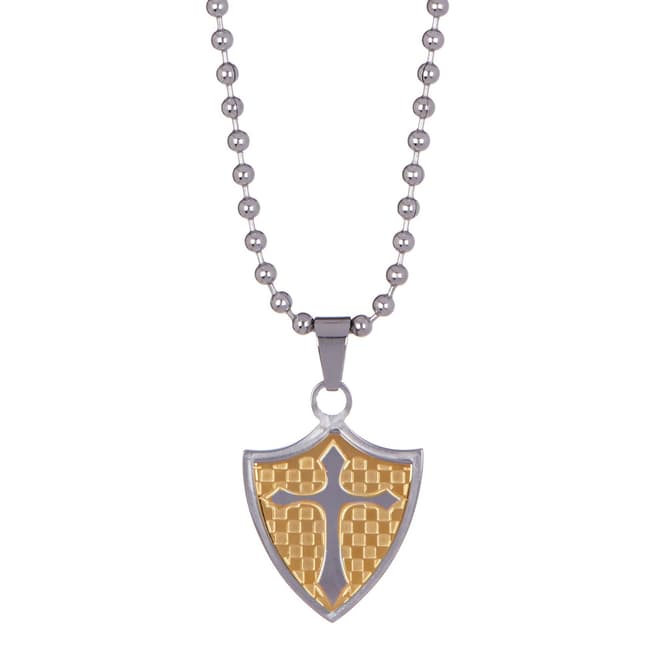 Stephen Oliver Gold/Silver Shield Cross Pendant Necklace