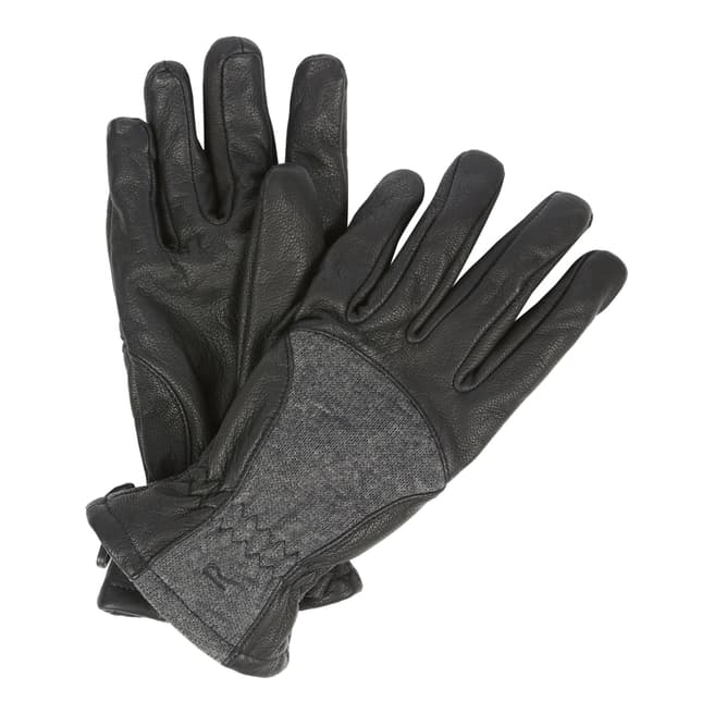 Regatta Women's Black/Ash Leather & Fleece Garabina Gloves