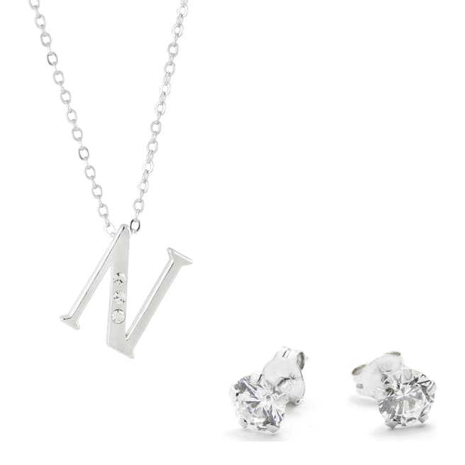 MUSAVENTURA Silver Crystal 'N' Necklace And Earrings