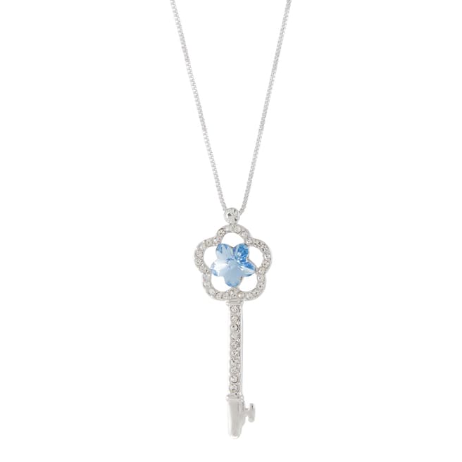 MUSAVENTURA Silver And Blue Crystal Key Necklace