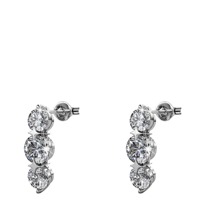 MUSAVENTURA Silver Three Crystal Earrings