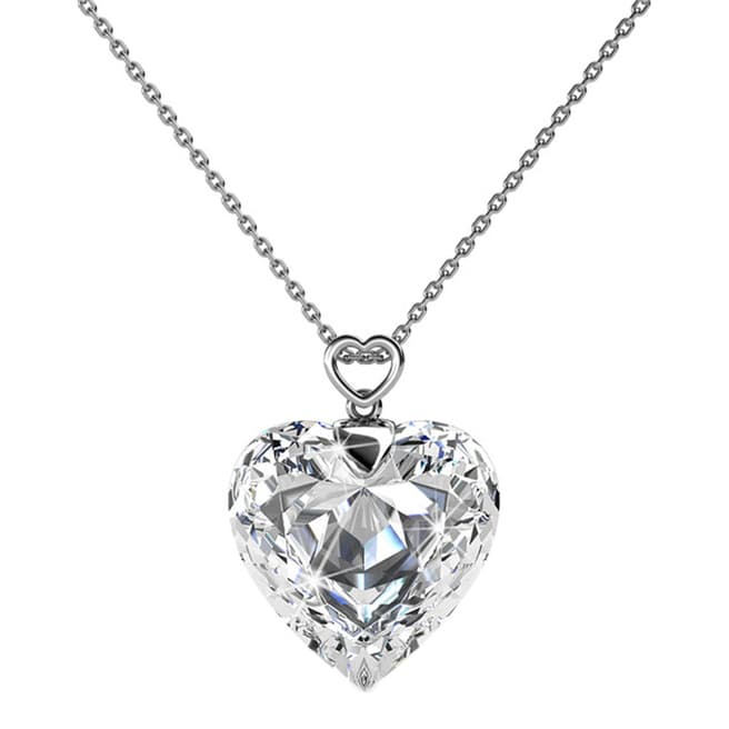 MUSAVENTURA Silver Heart Shaped Crystal Necklace