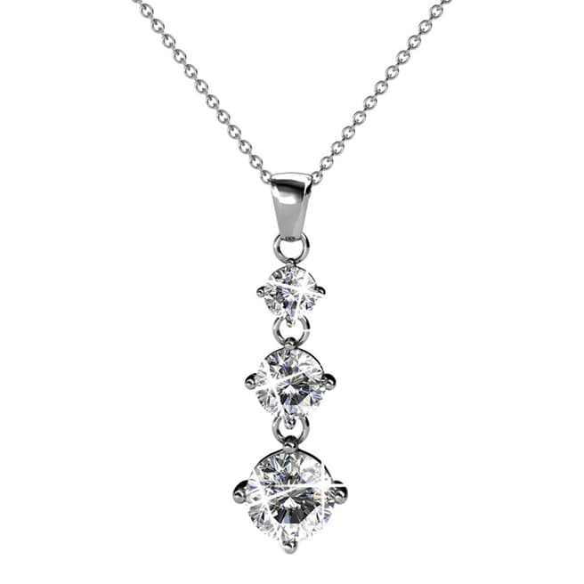 MUSAVENTURA Silver Three Crystal Pendant Necklace