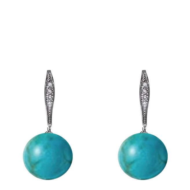 Alexa by Liv Oliver Silver Zirconia and Turquoise Drop Earrings