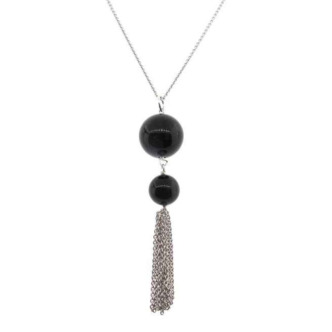 Alexa by Liv Oliver Silver Onyx Drop Necklace