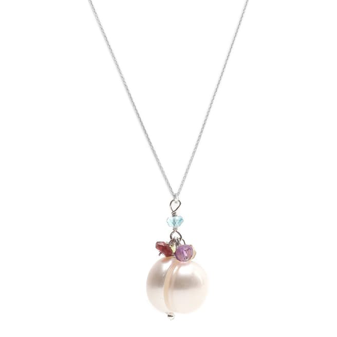 Alexa by Liv Oliver Sterling Silver Gemstone and Pearl Drop Necklace