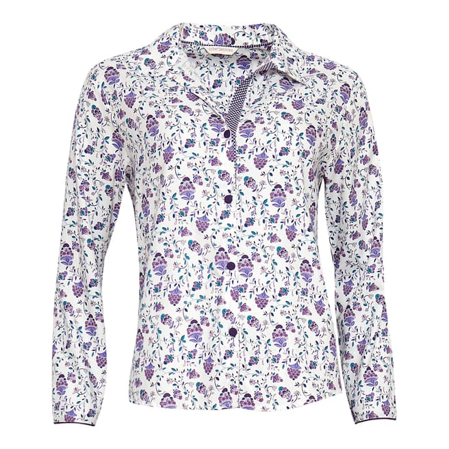 Cyberjammies Purple Abigail Woven Long Sleeve Floral Print Pyjama Top