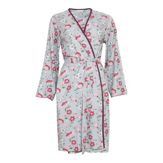 Cyberjammies Grey Faye Woven Long Sleeve Floral Print Short Robe