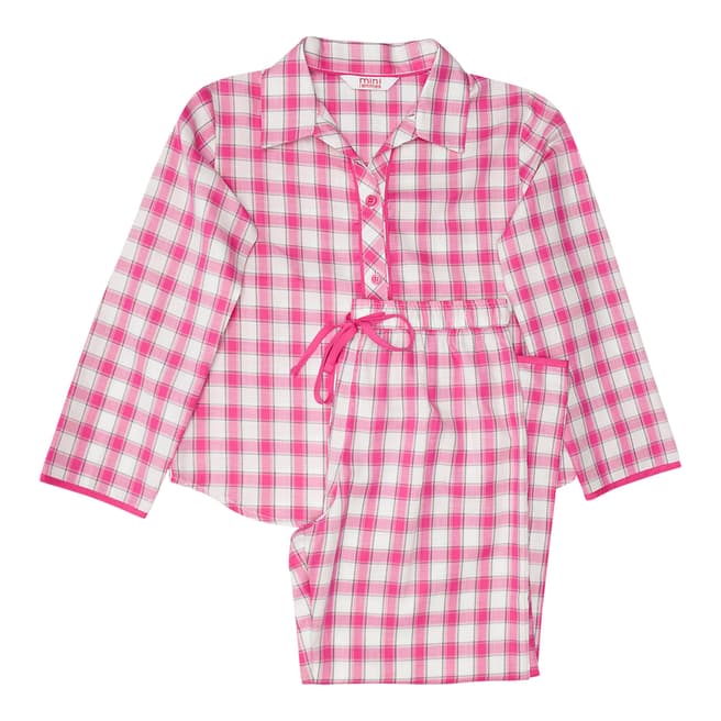 Minijammies Girls Pink Molly Woven Long Sleeve Check Pyjamas