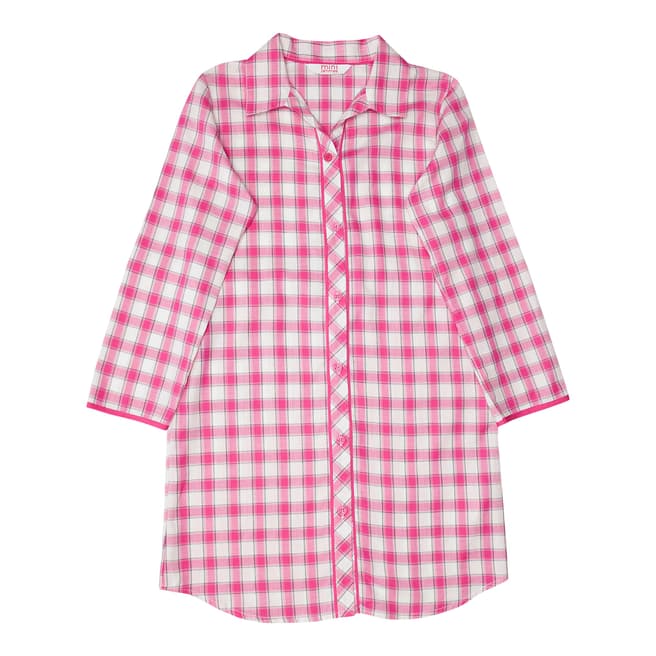 Minijammies Girls Pink Molly Woven Long Sleeve Check Nightshirt