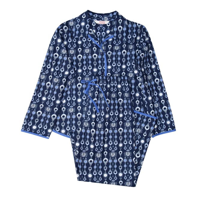 Minijammies Girls Blue Josie Woven Long Sleeve Navy Geo Print Pyjamas