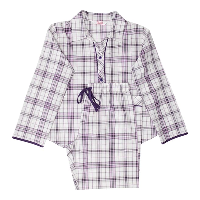 Minijammies Girls Purple Abigail Woven Long Sleeve Check Pyjamas