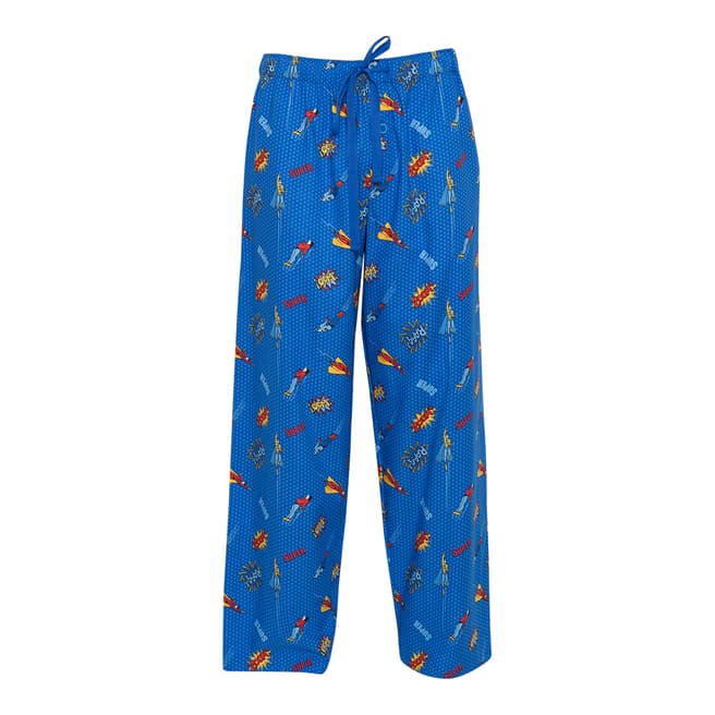 Cyberjammies Blue Sydney Woven Superhero Print Pyjama Trousers