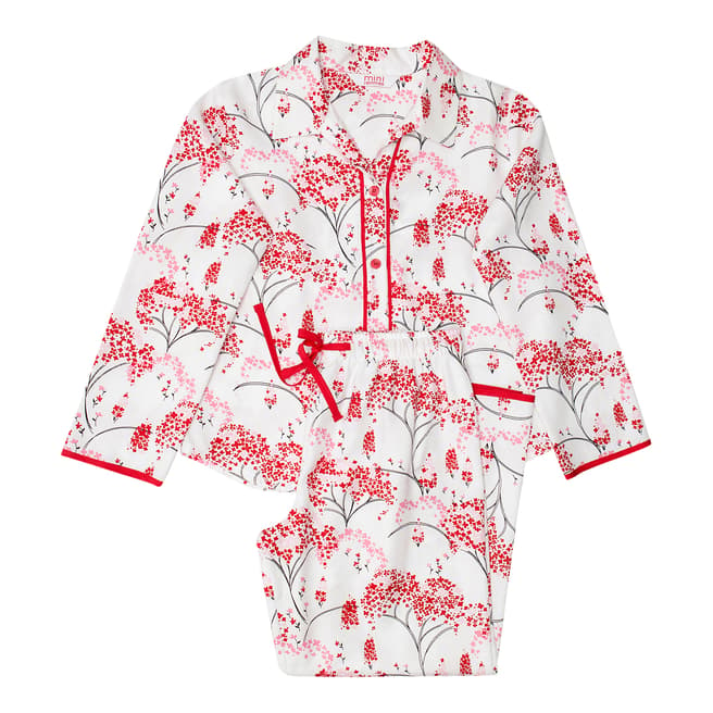 Minijammies Girl's Red Erin Woven Floral Print Brushed Long Sleeve Pyjamas