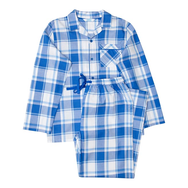 Minijammies Boy's Blue Sydney Woven Check Long Sleeve Pyjamas