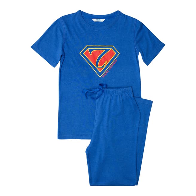 Minijammies Boy's Blue Sydney Short Sleeve Placement Print Thermaknit Pyjamas