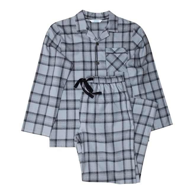 Minijammies Boy's Grey Max Woven Check Long Sleeve Pyjamas