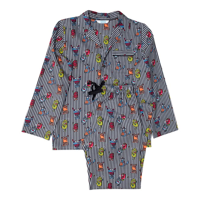 Minijammies Boy's Navy Max Woven Monster Print Long Sleeve Pyjamas
