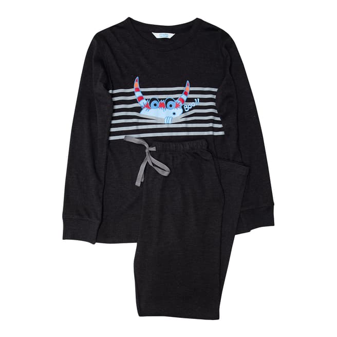 Minijammies Boy's Navy Max Long Sleeve Placement Print Thermaknit Pyjamas