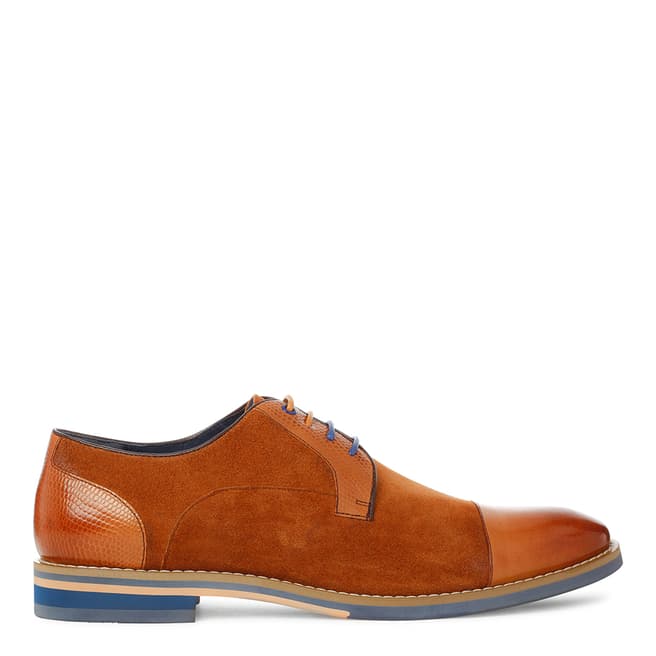 Justin Reece Mens Tan Suede/Leather Zach Derby Shoes