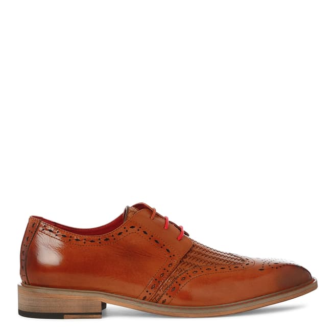Justin Reece Mens Brown Leather Timothy Woven Brogues