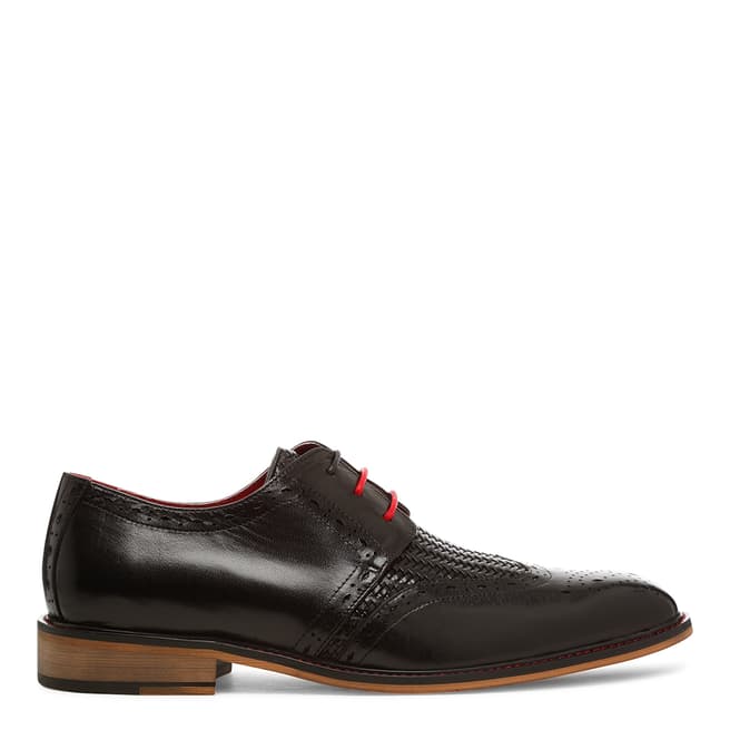 Justin Reece Mens Black Leather Timothy Woven Brogues