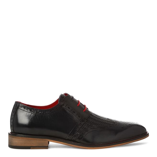 Justin Reece Mens Dark Navy Leather Timothy Woven Brogues
